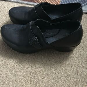 Dansko Tamara Burnished Full Grain Leather Clogs Shoes Black Size 41